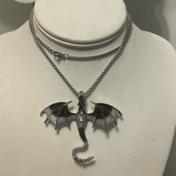 Silver Dragon Pendant Necklace - Picture 9 of 10